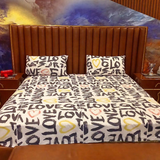 I Love U Romantic King Size Bedsheet  king size bedsheets with 2 pillows