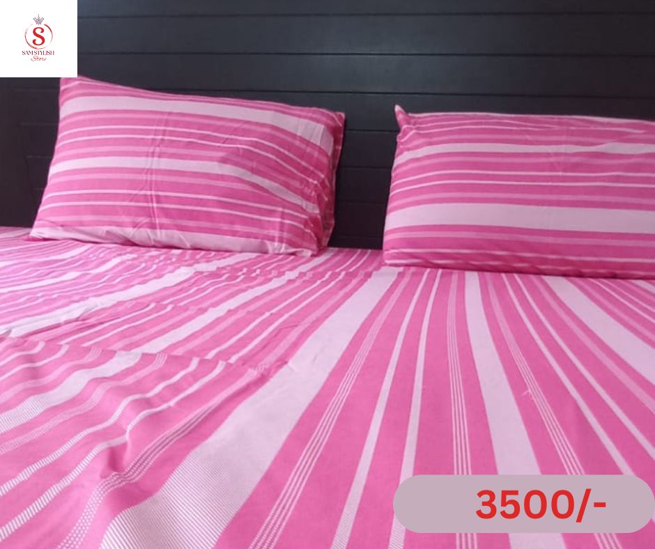 Blush Pearl – Soft Cotton single  Bed Sheet in Pink & White