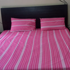 Blush Pearl – Soft Cotton single  Bed Sheet in Pink & White