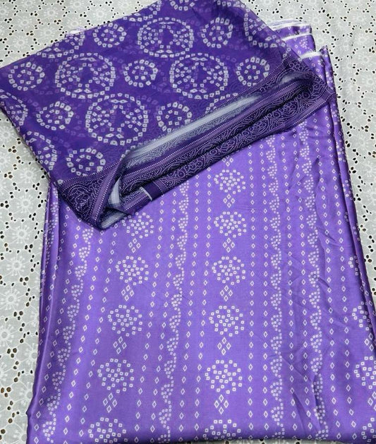 Purple Chuniri Print 3-Piece Unstitched Silk Suit